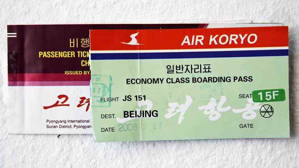 Air Koryo ticket and boarding pass