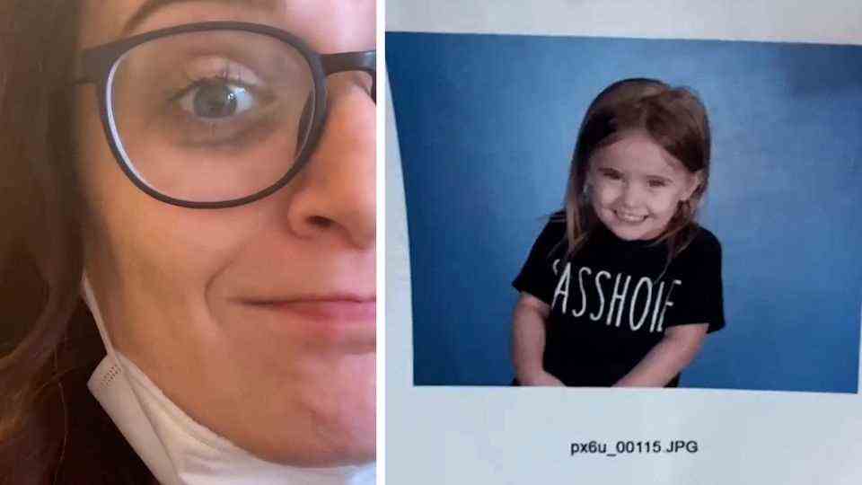 Mother sends her daughter to school with a cheeky shirt - on photo day of all places