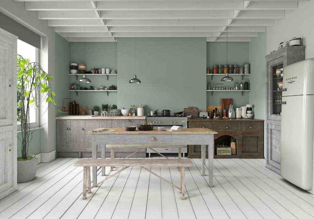 Almond Green Country Chic Kitchen 