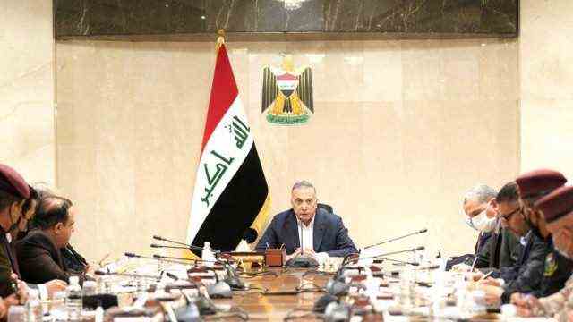 Iraqi Prime Minister Mustafa Al-Kadhimi meets with Iraqi security leaders in Baghdad