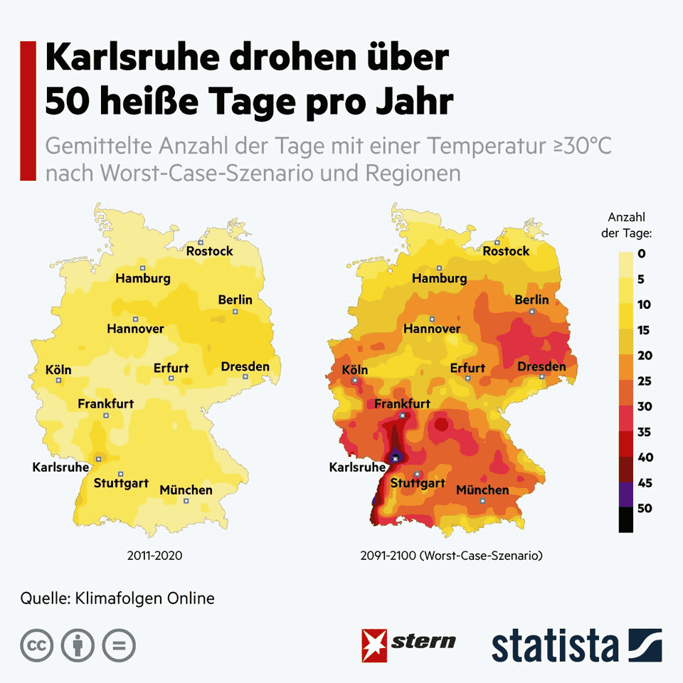 Climate change: Karlsruhe is threatened with over 50 hot days per year