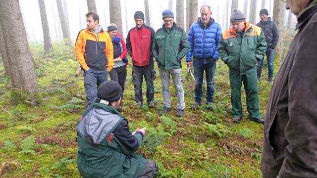 Schäftlarn: Florian Loher and Gerrith Hinner explain to forest owners what is important in modern forest management.