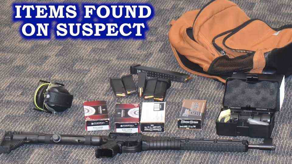 The suspect carried this rifle with ammunition and telescopic sight in his rucksack
