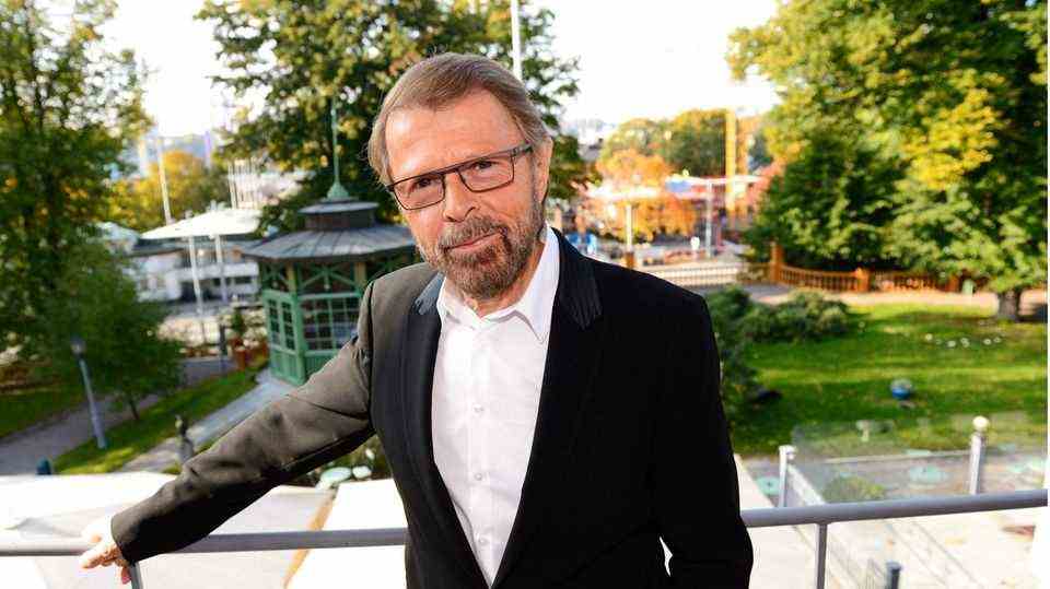 Björn Ulvaeus in front of the ABBA Museum in Stockholm