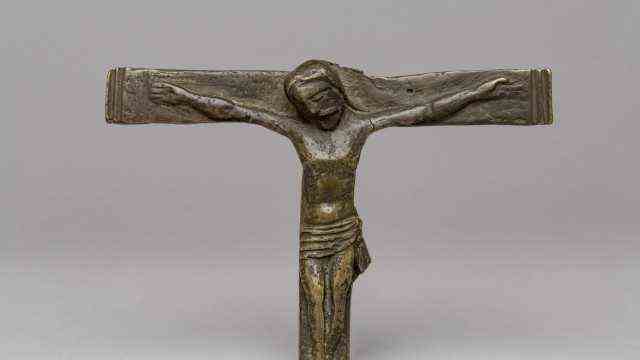 Benin bronzes: proselytizing successful: brass cross from Benin.