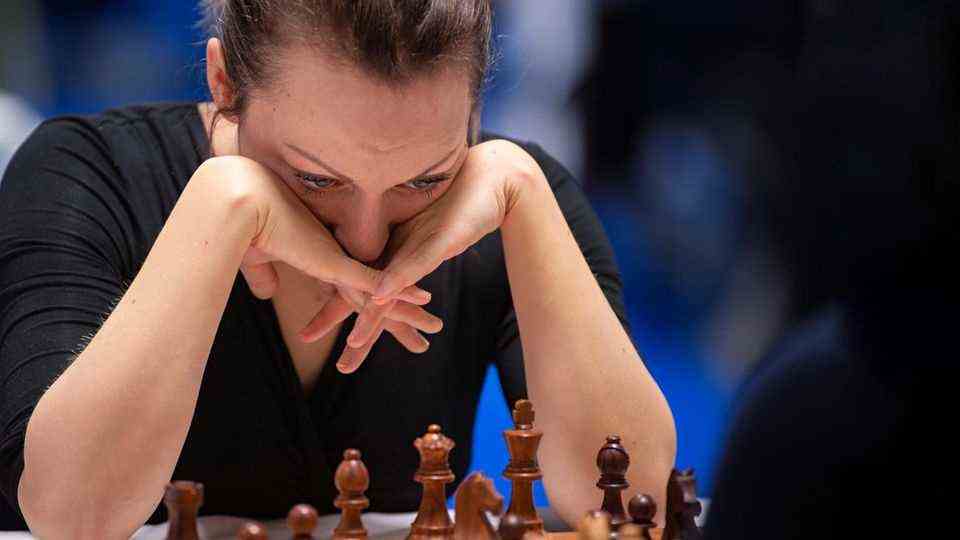 Knight on C5?  Elisabeth Pähtz, 36, is lost in strategic thoughts at the European Chess Championship in Čatež, Slovenia