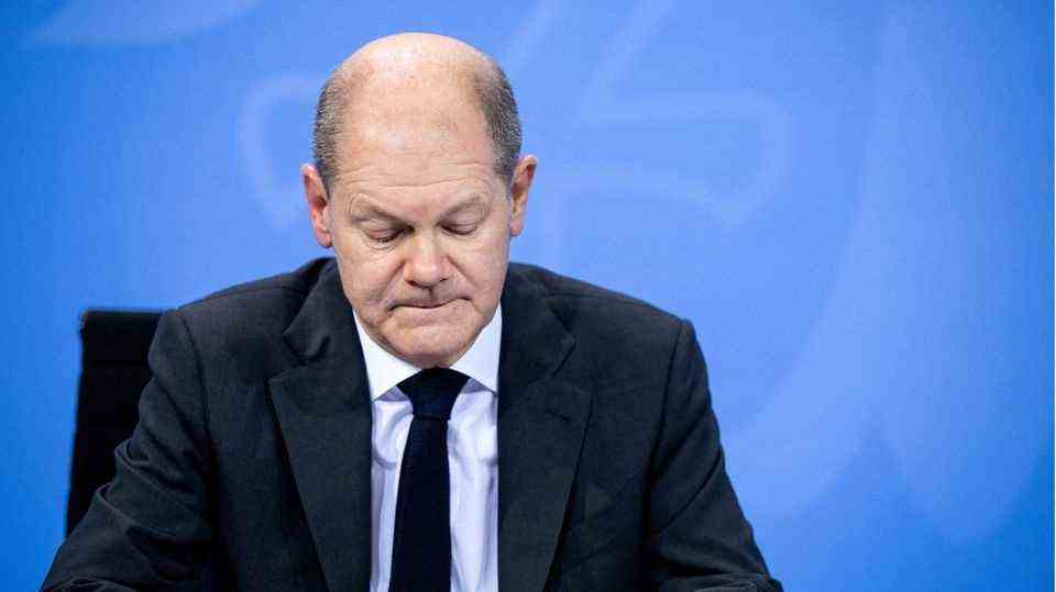 Federal Chancellor Olaf Scholz (SPD) after the deliberations of the federal and state governments on the corona crisis