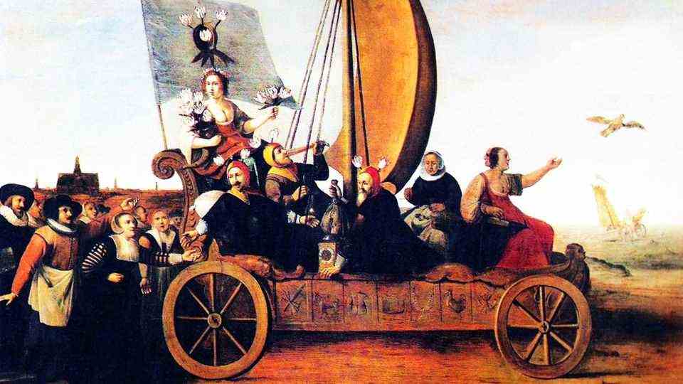 Hendrik Gerritz Pot satirical picture of Flora's fool's chariot, around 1640.