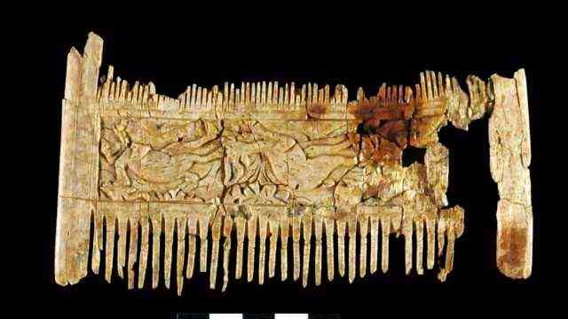 Review: Nice presents: During excavations in Nördlinger Ries, archaeologists found this ivory comb, decorated on both sides with animal scenes, in a kind of early medieval culture bag in a grave from the 6th century.