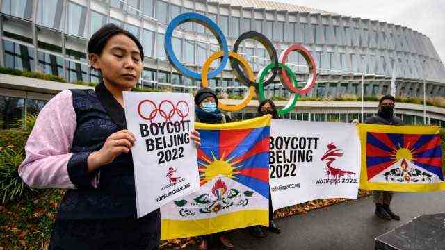 China and Tibet: Activists demonstrate in front of the IOC headquarters in Lausanne in November.