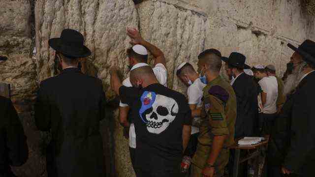 Israel: Pilgrims pray the day before the Jewish New Year festival, Rosh Hashanah.