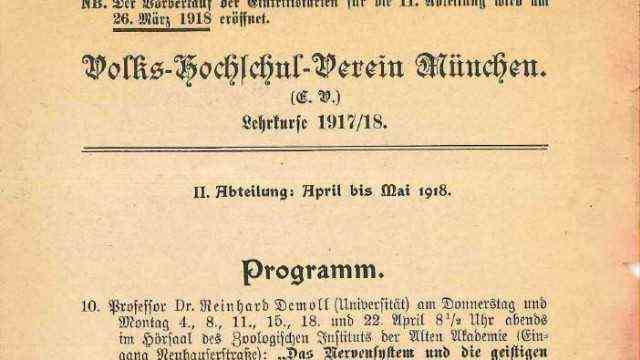 125 years of the Munich Adult Education Center: VHS program from 1917/1918