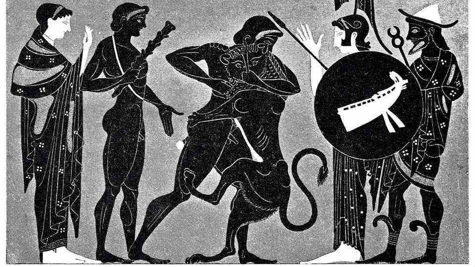 Athena and Hermes and the Nemean lion