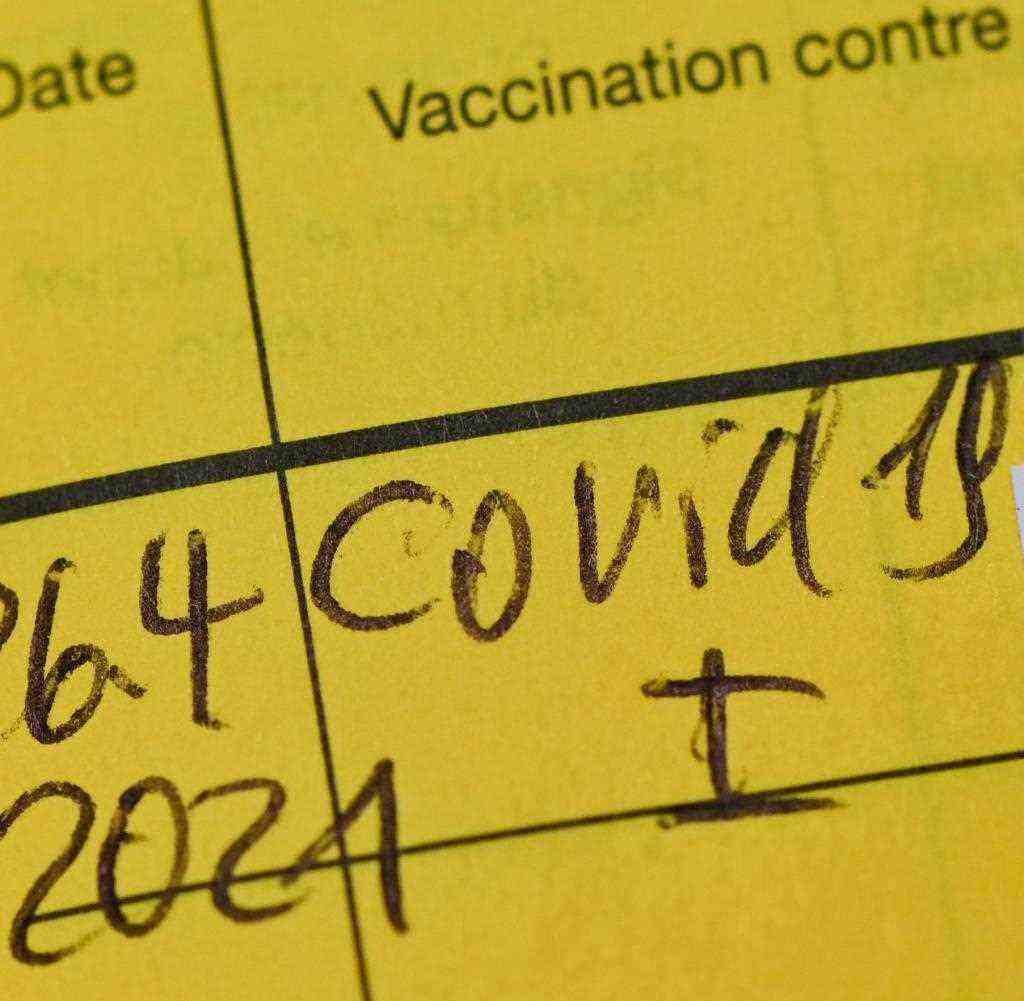 In einem Impfausweis ist der Eintrag einer Erstimpfung gegen das Coronavirus zu lesen. (zu dpa «Nur die Spitze des Eisbergs? Dutzende Fälle von Impfpass-Fälschung») +++ dpa-Bildfunk +++