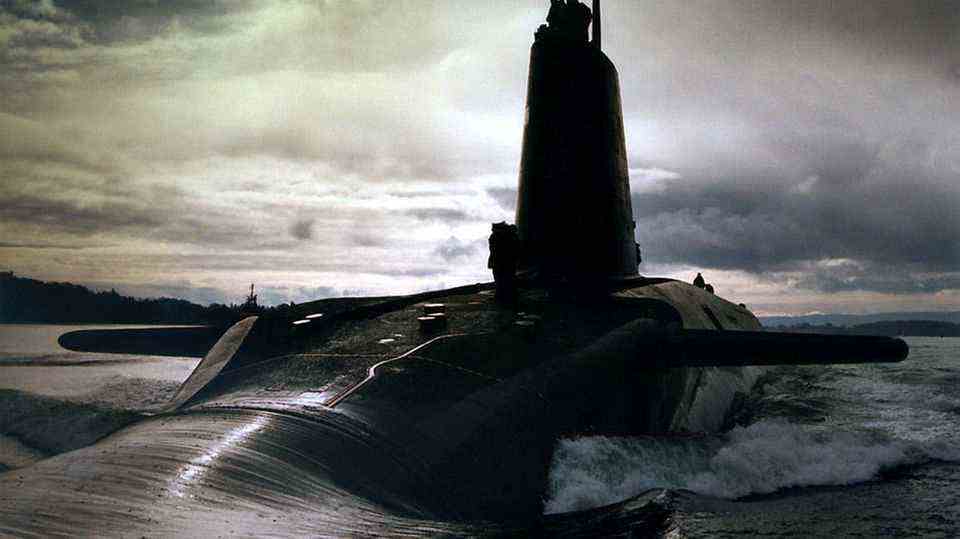 A Vanguard-class submarine emerges