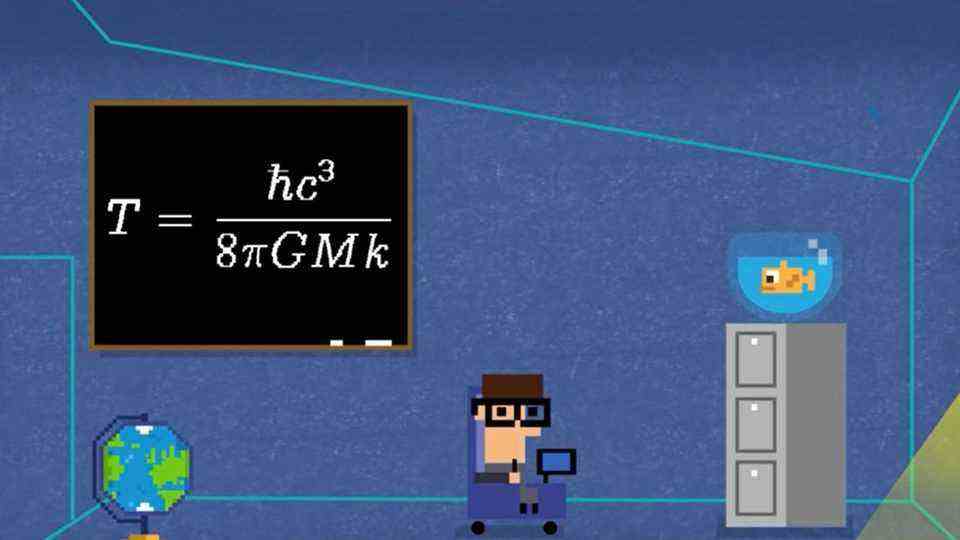The Google Doodle shows stations from the life of Stephen Hawking in a pixel art video