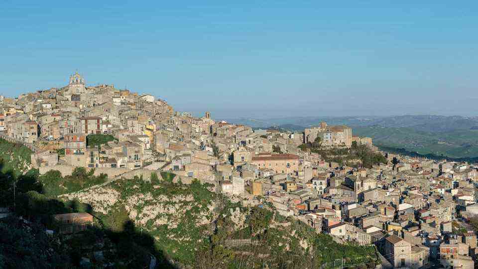 The Italian city of Mussomeli in Sicily