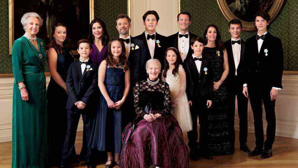 Queen Margrethe II (middle) with her family