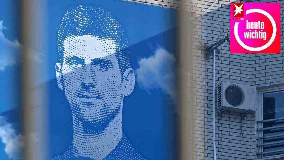 Belgrade: A poster showing Serbian tennis player Novak Djokovic hangs on a building