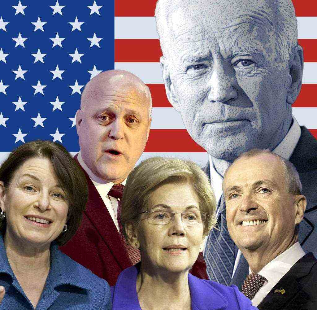 Wanting to take on the political legacy of Joe Biden (centre): Amy Klobuchar, Mitch Landrieu, Elizabeth Warren, Phil Murphy (left to right)