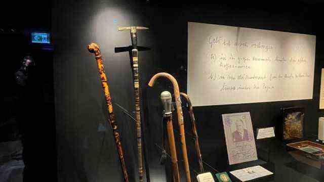 Exhibition: Now on display for the first time: the former chancellor's walking sticks.  Erhard contracted polio as a child.