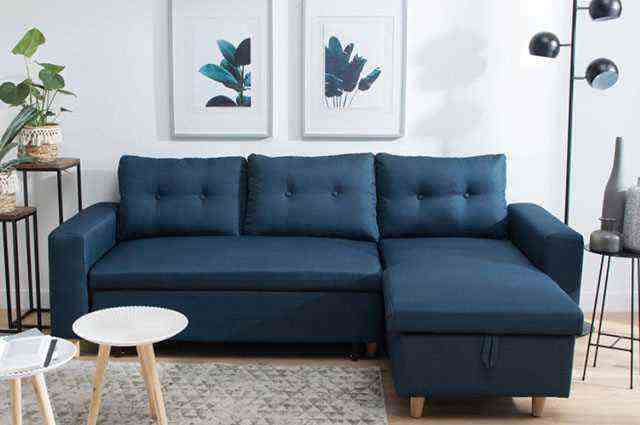 Corner sofa convertible WADE 3 seater blue