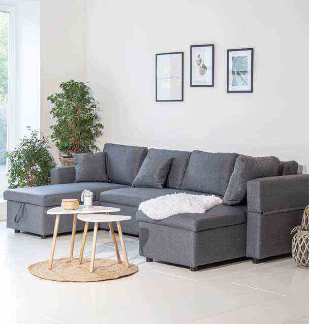 Panoramic sofa convertible SCOTT 4 seater heather gray