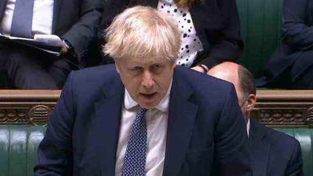 Der britische Premierminister Johnson informiert das Parlament über den Stand der Verhandlungen in der Ukraine-Krise: "härter als alles bisher Dagewesene". (Quelle: dpa/House Of Commons/PA Wire)