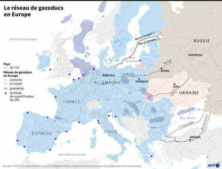 Map of Europe showing the network of operational and planned gas pipelines (AFP/)