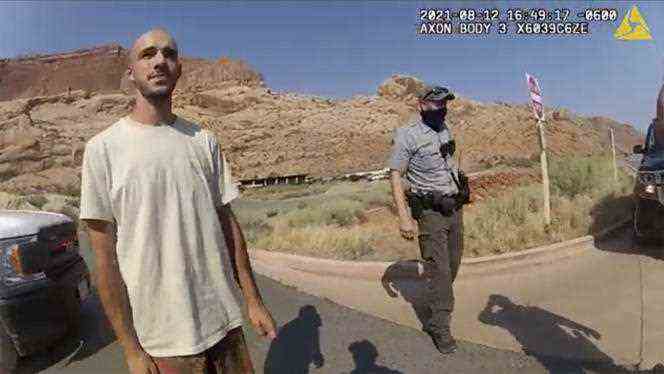 August 12, 2021 photo of Brian Laundrie, then fiancé of Gabby Petito, from police video, near Arches National Park, Utah.