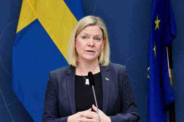 La Première ministre de Suède, Magdalena Andersson, s'exprime pour annoncer de nouvelles restrictions sanitaire, lundi 10 janvier 2022
