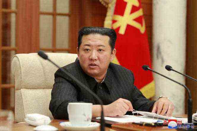 North Korean President Kim Jong-un at a meeting of the Workers' Party office in Pyongyang on January 19, 2022.