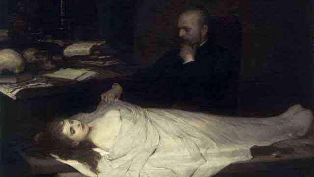 Artist's heritage: Merciless visualization on a two meter wide work: Gabriel von Max's painting "The anatomist" by 1869.