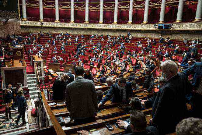 The National Assembly during the examination of the health bill, in Paris, on January 15, 2022.