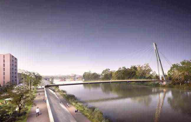 The future Rapas footbridge, which will link the left bank of the Garonne to the Ile du Ramier, in Toulouse.