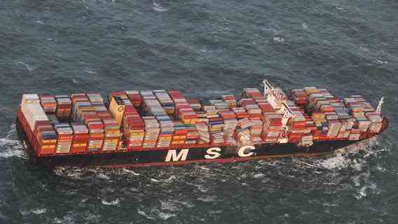 the "MSC Zoe" At the beginning of January 2019 after the loss of hundreds of containers in the North Sea off Borkum.  © picture alliance/Havariekommando/dpa 