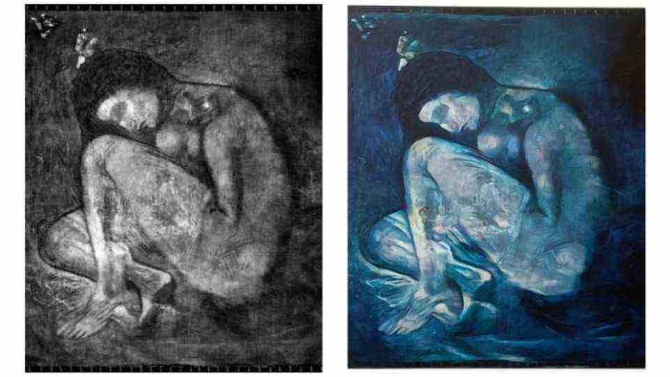The overpainted and restored painting by Picasso