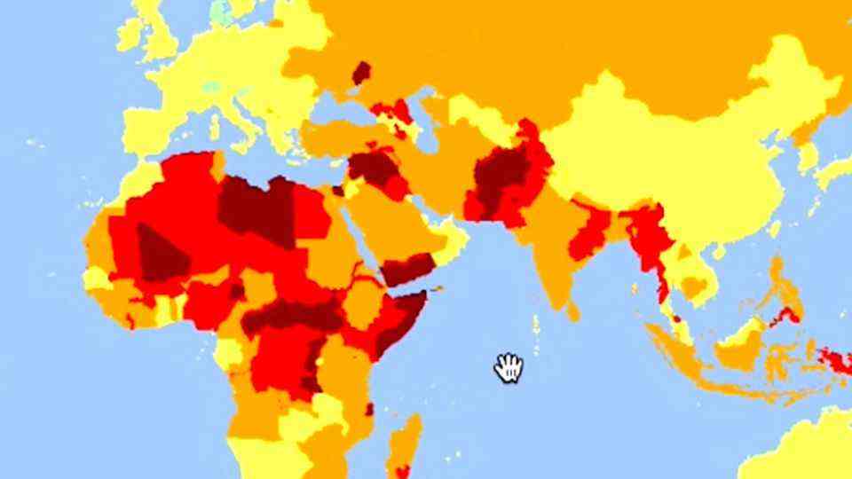 Planning vacations: map shows the most dangerous countries in the world