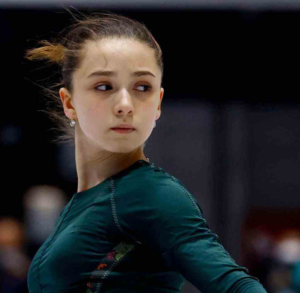 Das russische Ausnahme-Eiskunstläuferin Kamila Valieva in Peking beim Training