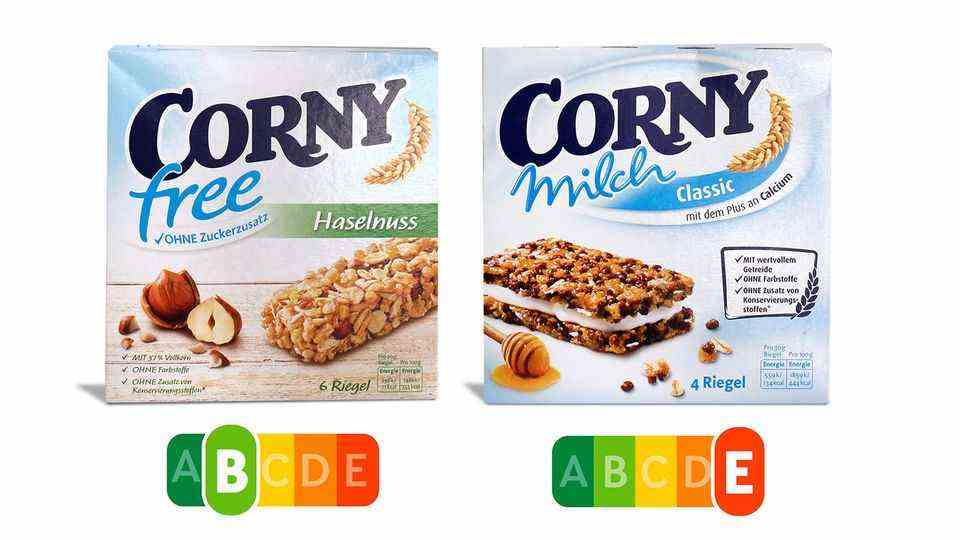 Corny Free has hardly any sugar and saturated fat, but lots of protein and fiber and deserves a green one "B".  According to Foodwatch, corny milk, on the other hand, contains more sugar and fat than a chocolate cream cake.  The Nutri-Score would make this visible at first glance.