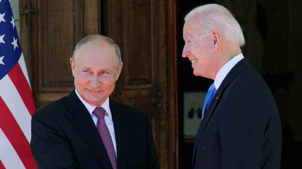 Vladimir Putin and Joe Biden at their meeting in Geneva.  Whose strategy is driving the Ukraine crisis? 
