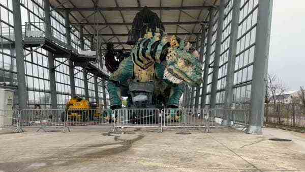 The Calais dragon, sheltered to survive the storm Eunice.