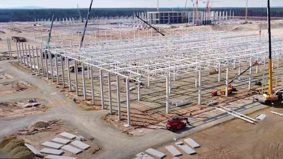 Construction of the Tesla factory in Grünheide near Berlin in early August