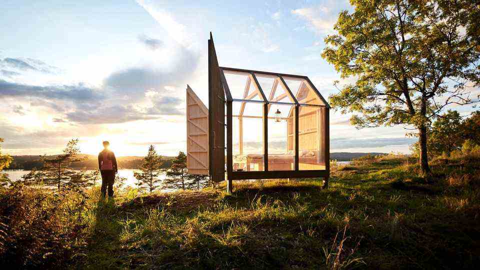 Close to nature: The transparent huts are on a deserted island in western Sweden and can only be reached by boat.