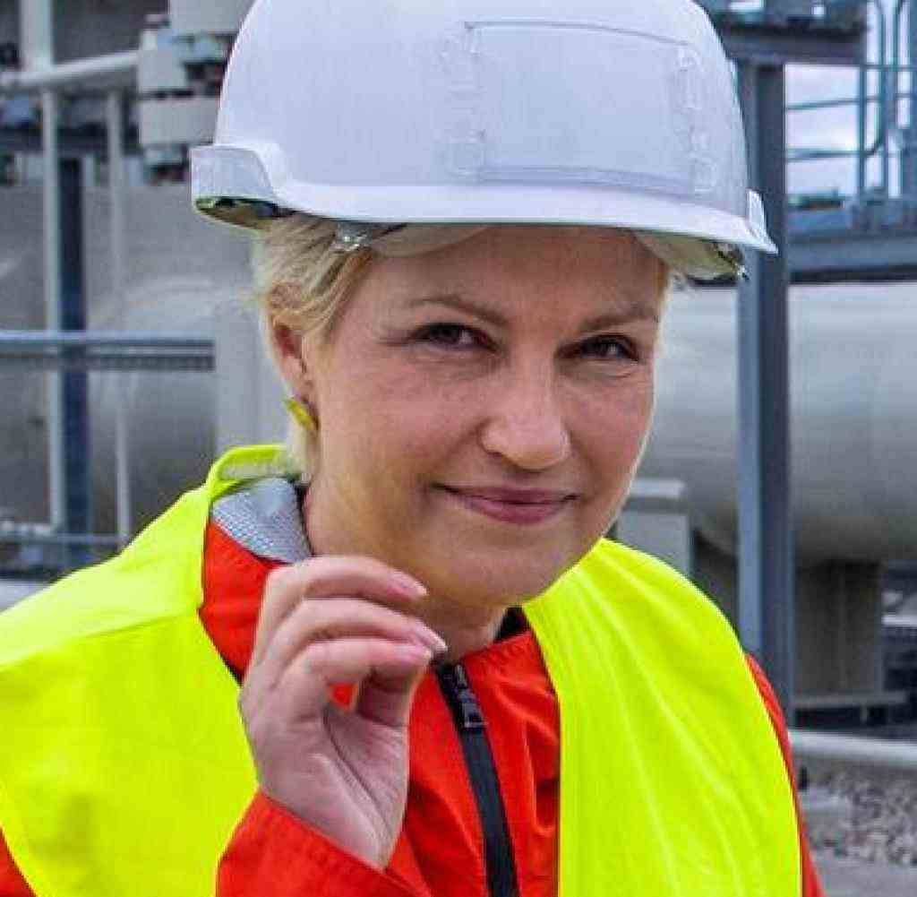April 2021: Mecklenburg-Western Pomerania's Prime Minister Manuela Schwesig (SPD) visits the Nord Stream 2 gas landing station at the Lubmin industrial port