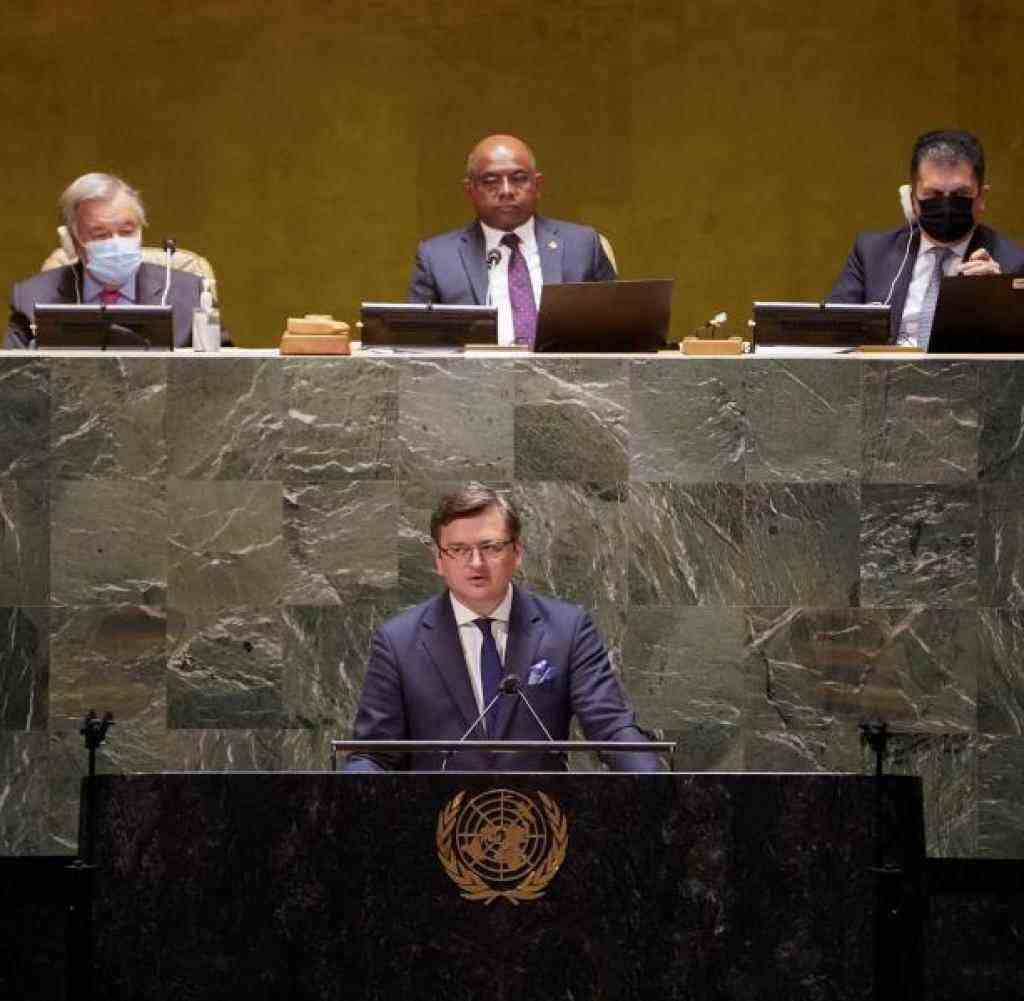 Der ukrainische Außenminister Dmytro Kuleba in der UN-Vollversammlung