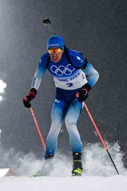 Biathlete Fillon Maillet at the Olympics: Relentless Skijäger: Quentin Fillon Maillet, here in pursuit over 12.5 kilometers.