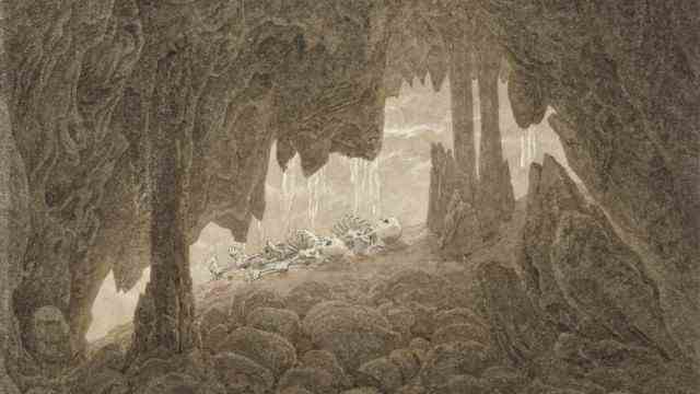 exhibition "future": The subterranean slowness also fascinated Caspar David Friedrich (1774-1840), who "Skeletons in the stalactite cave" (around 1826) drew.