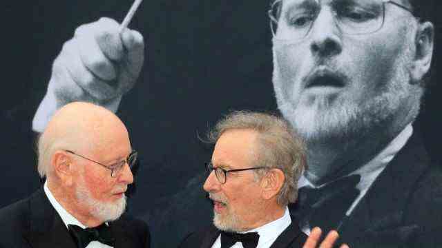 Film composer John Williams turns 90: John Williams and Steven Spielberg in 2016 at a gala in his honor in Hollywood.