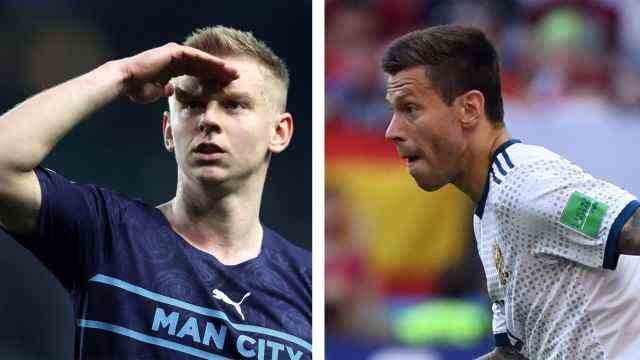 Football and the War in Ukraine: "My country belongs to the Ukrainians", wrote Manchester City footballer Oleksandr Zinchenko (left) on Instagram.  The Russian national player Fedor Smolow (Dynamo Moscow, right) also protested on the social platform and wrote: "No to war!"